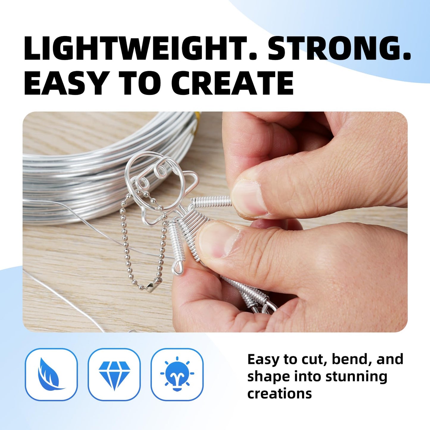 Bendable Aluminum Craft Wire - 2mm 12 Gauge (30m / 100ft) Spool, Floral Wire for Artificial Flowers, Jewelry Making Wire for Beading & Wire Wrapping - Silver