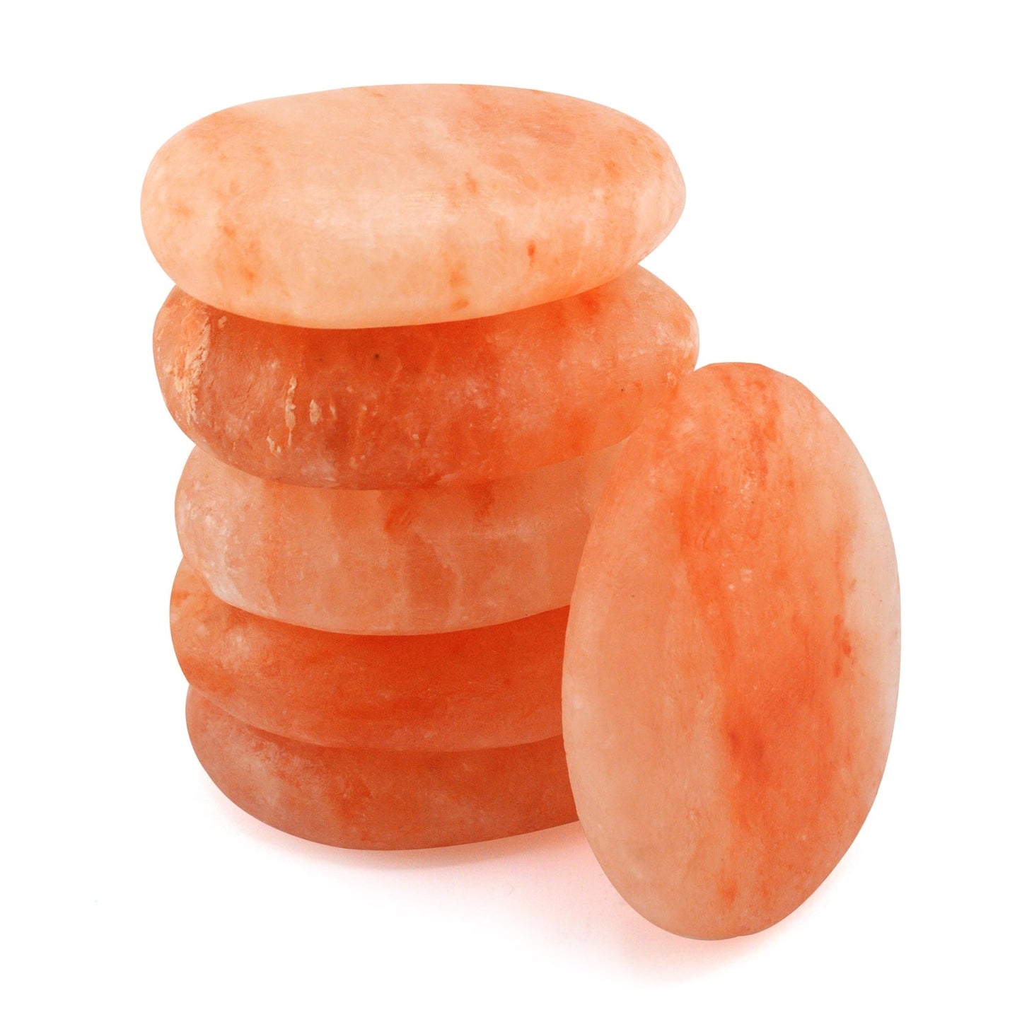 POHS Pack of 6 Flat Oval Massage Stone, Deodorant Stone, Pink Crystal Hand -Carved hot & Cold for Massage Therapy
