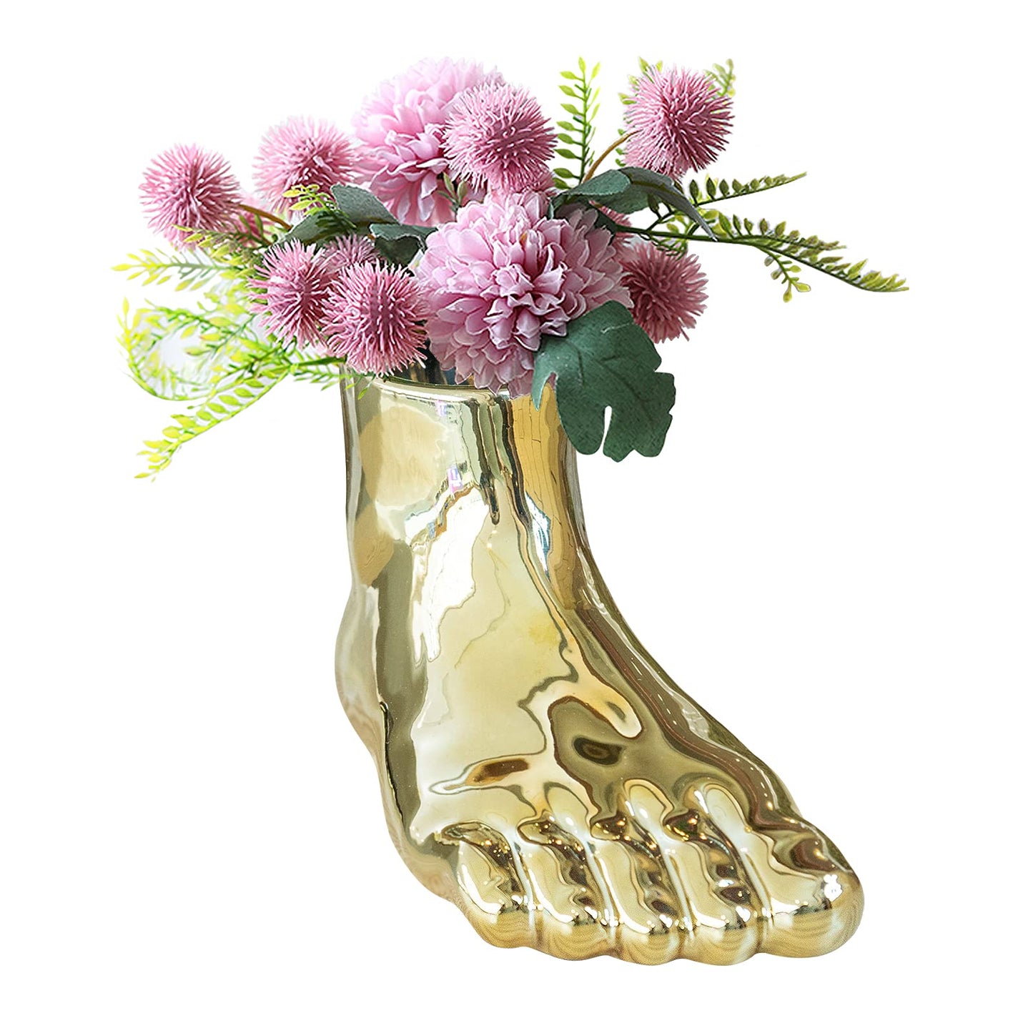 Unique Gold Vase with Planter Decorations Perfect for Weird Decor for Living Room Shelf Entryway (Golden, Large)