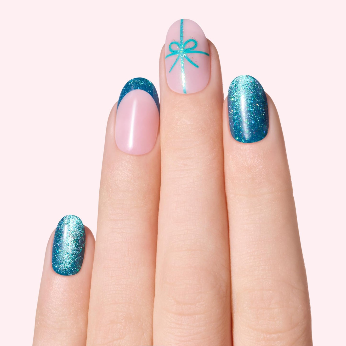 Dashing Diva Magic Press Magnetic Nail Set - Bow Down - Medium Almond Press Ons - Long Lasting Gel - Lasts Up to 10 Days - Gel Set - 4-Piece Manicure Kit with 30 Nails
