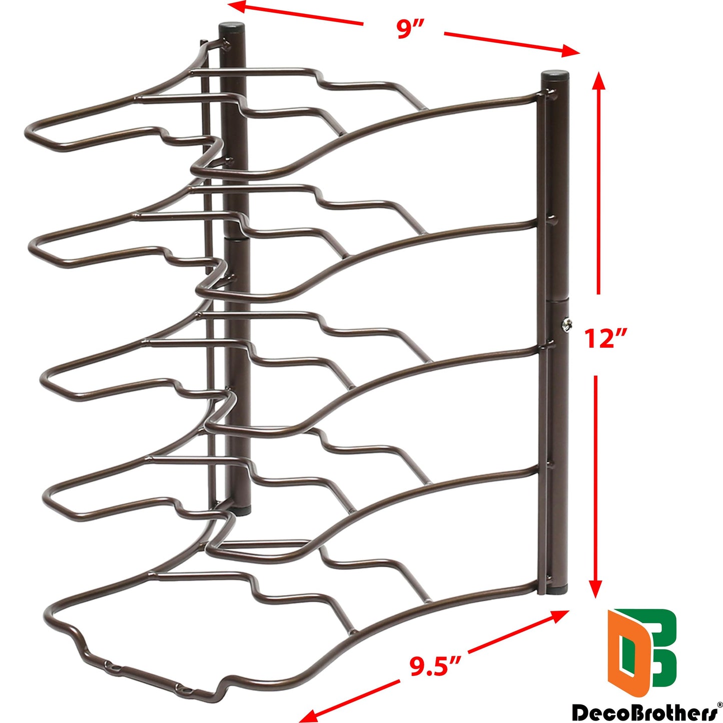 Deco Brothers Pan Organizer Rack for Kitchen Cabinet and Counter, Bronze