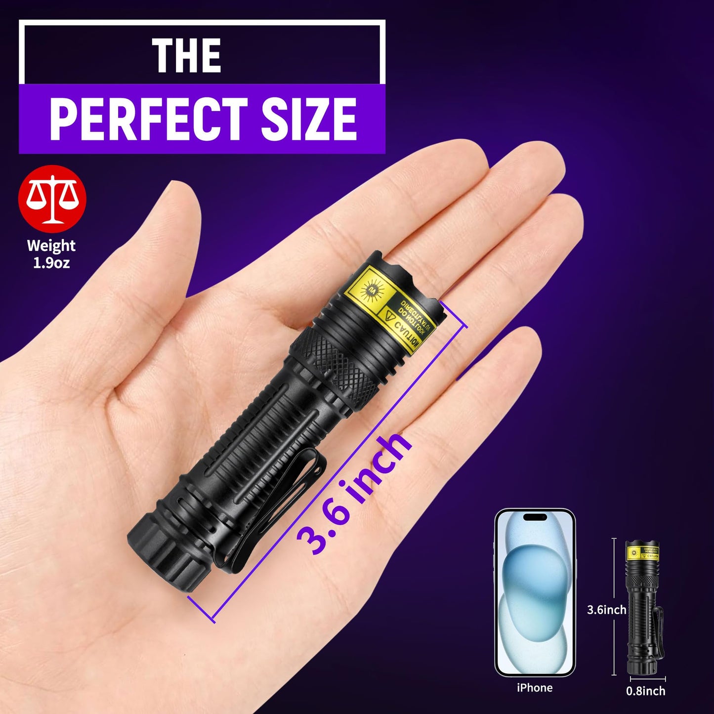 DARKDAWN UV Flashlight 395nm Black Light Mini USB Rechargeable Ultraviolet LED Blacklight Woods Lamp Powerful Fluorescent Portable Detector for Pet Urine Stains, Scorpions, Resin Curing