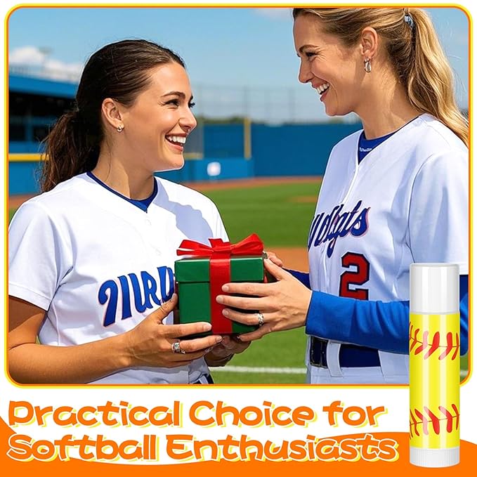 24 Pack Softball Chapstick for Softball Stadium Party Bulk Gifts,Beeswax Moisturizing Lip balm,Vanilla Flavor Plumping Lip balm for softball Team Girls kids Men Women Sports Lovers