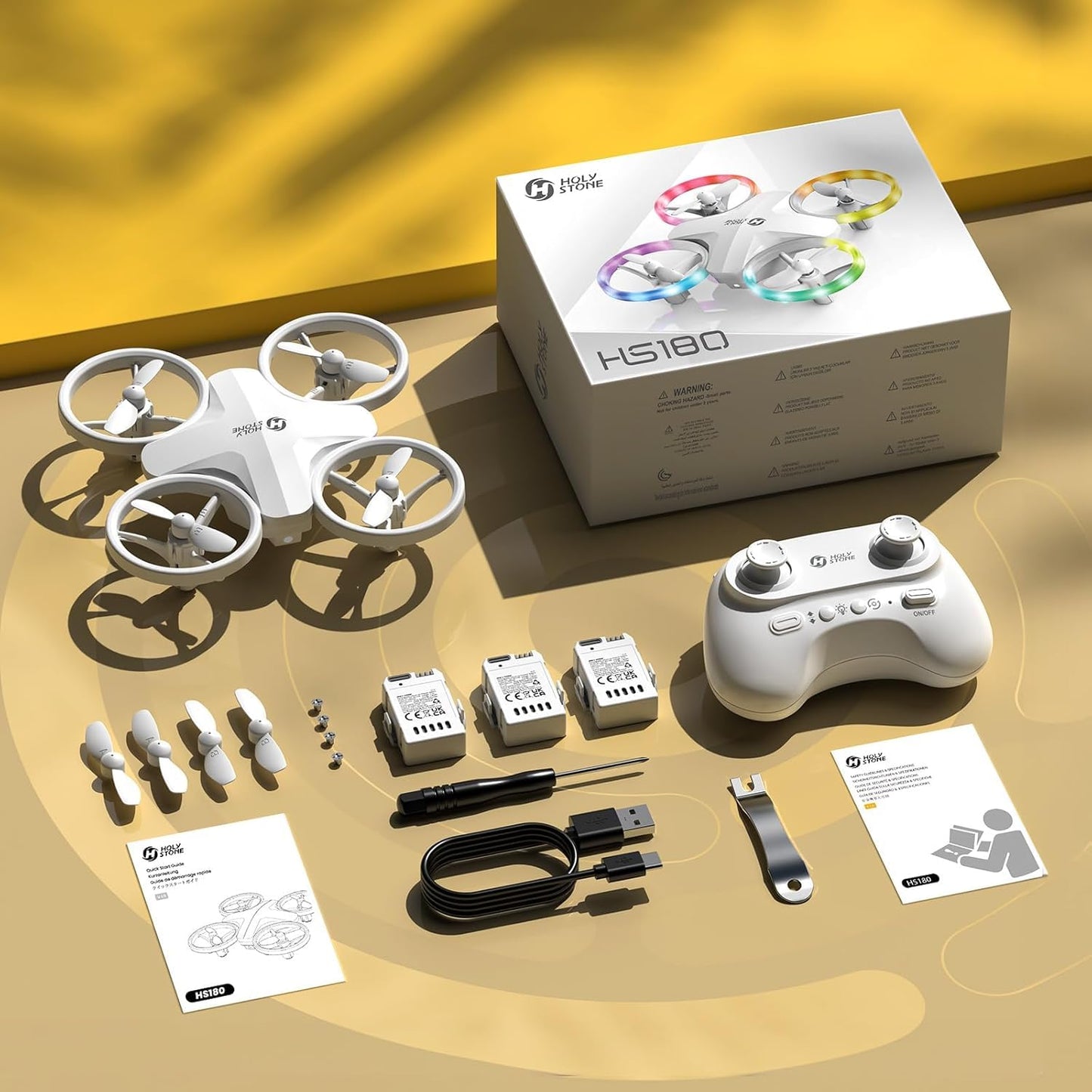 Holy Stone HS180 LED Mini Drone for Kids Beginners, RC Quadcopter with 3 Batteries 21 Min Flight, Easy to Fly, One Key Start, Altitude Hold, 3D Flips, Circle Fly, Headless Mode, Great Easter Gift Toy Drone