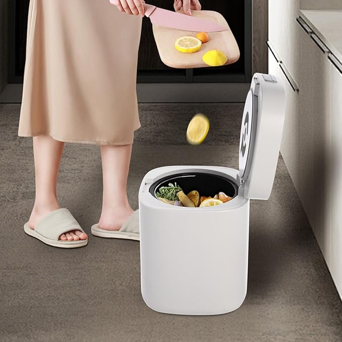 Electric Waste Kitchen Composter, 2.5L Foodcycler Eco-Friendly Electric Kitchen Compost,Three Working Modes Composting Machine for Apartment Countertop for Home (White)