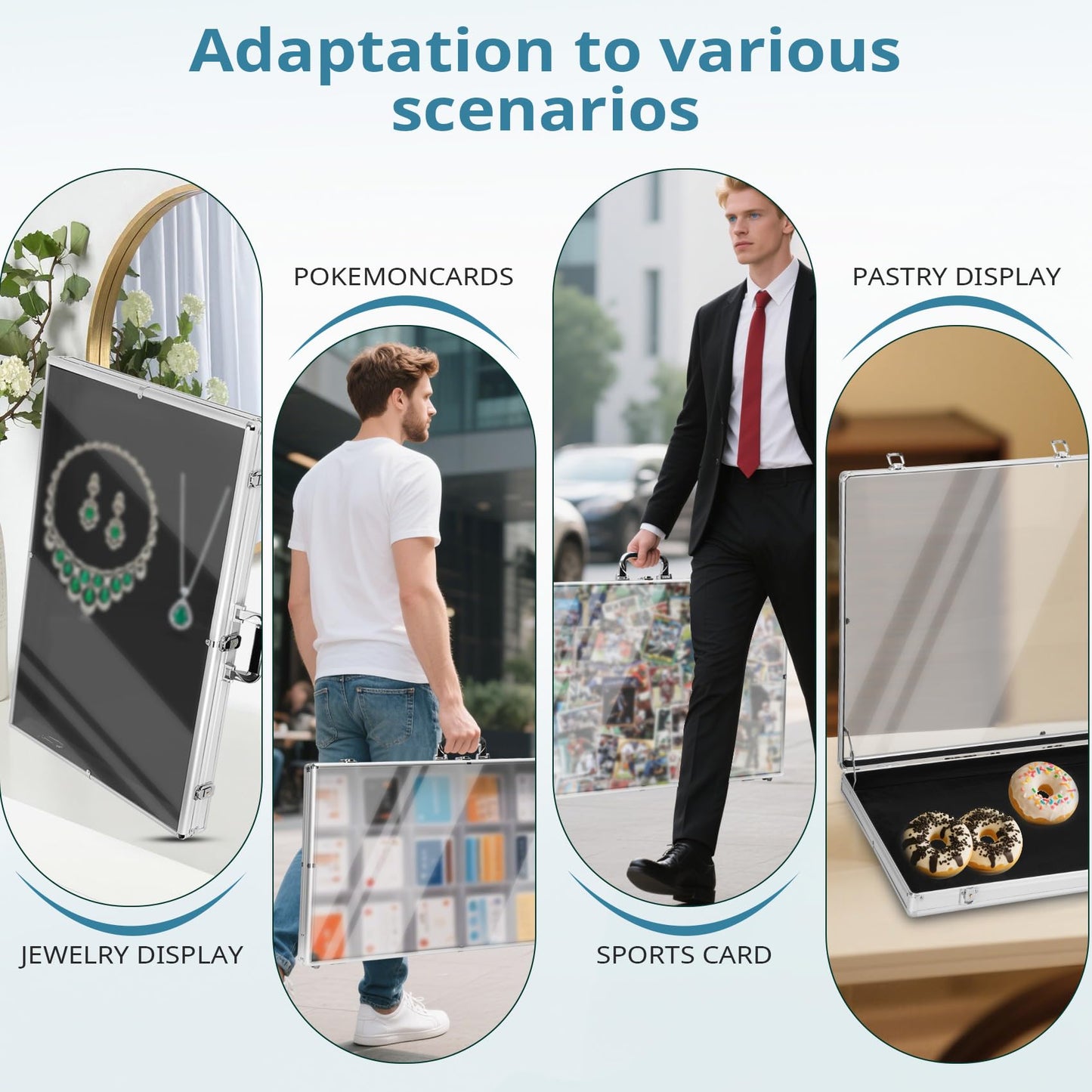 34"x22" Portable Trade Show Display Case for Trade Shows & Table Top Card Display Case – Aluminum Frame with Acrylic Side Panels for Easy Display(Sliver)