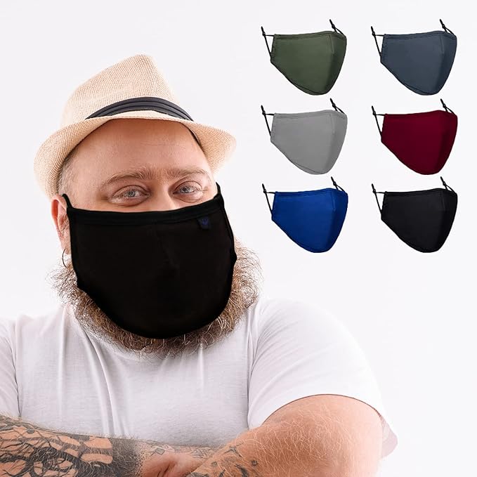 face mask with Nose wire, Pocket for Filter and Adjustable Loops with various sizes (X-Large(Pack of 6), Multicolor)