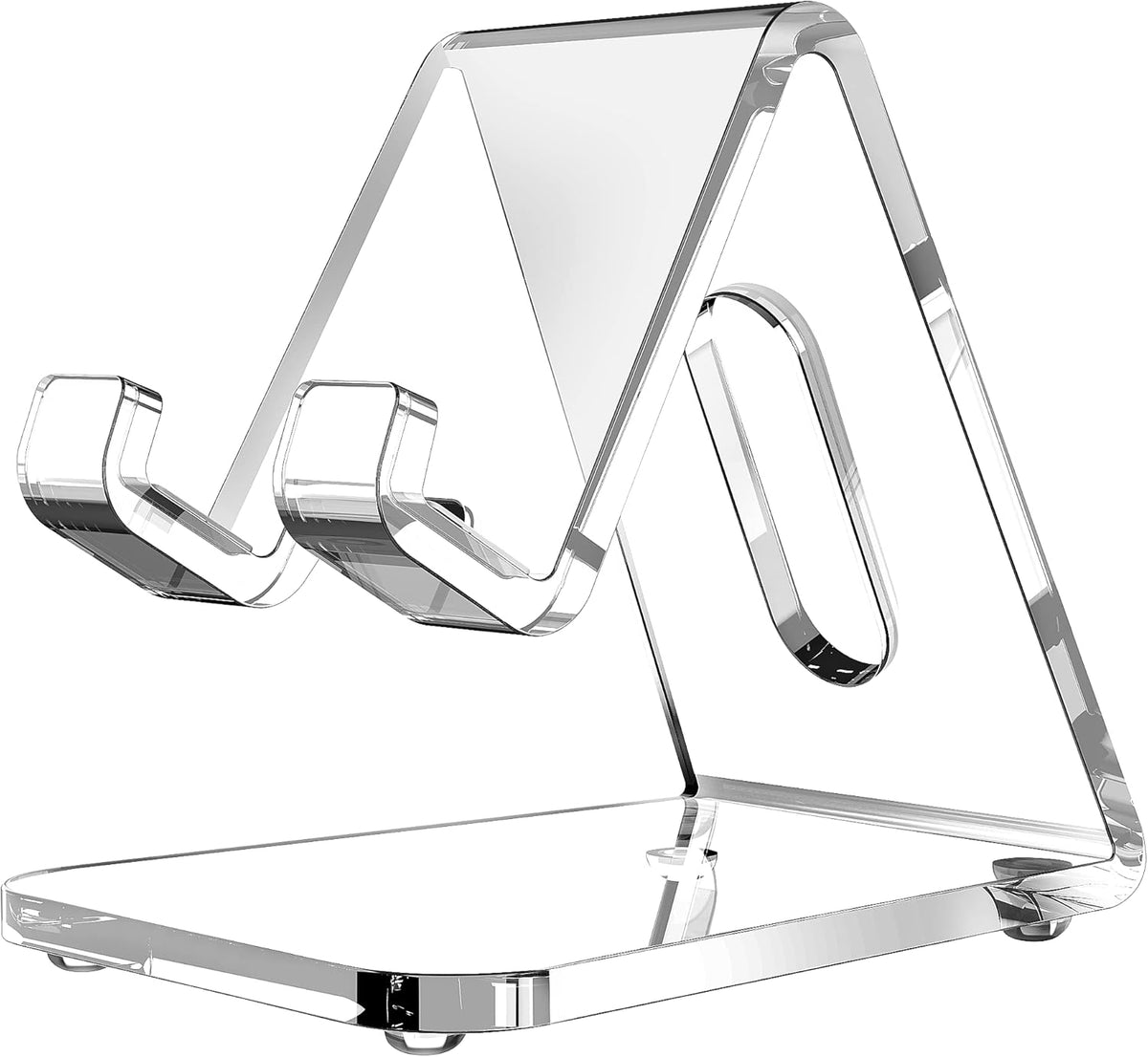 CreaDream Acrylic Cell Phone Stand, 5mm Thicker Clear Cell Phone Holder, Transparent Phone Stand for Desk, Desktop, Desk Accessories, Suitable for iPhone 14 13 Pro Max, All Smartphone 4-8inch