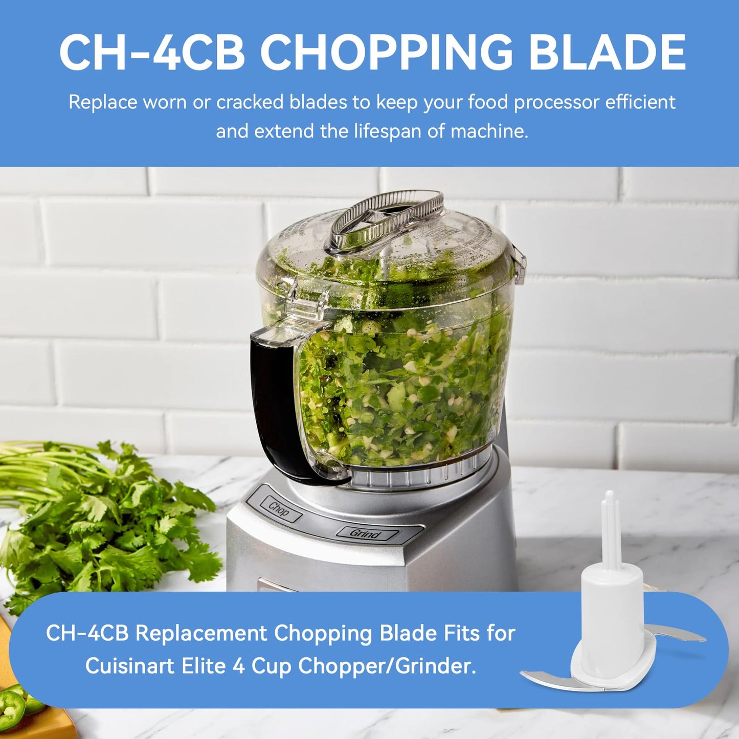 CH-4CB Chopping Blade for Cuisinart Blade Replacement Parts, Food Processor Blade Fits for Cuisinart 4 Cup Chopper/Grinder CH-4, CH-4BK & CH-4DC Only