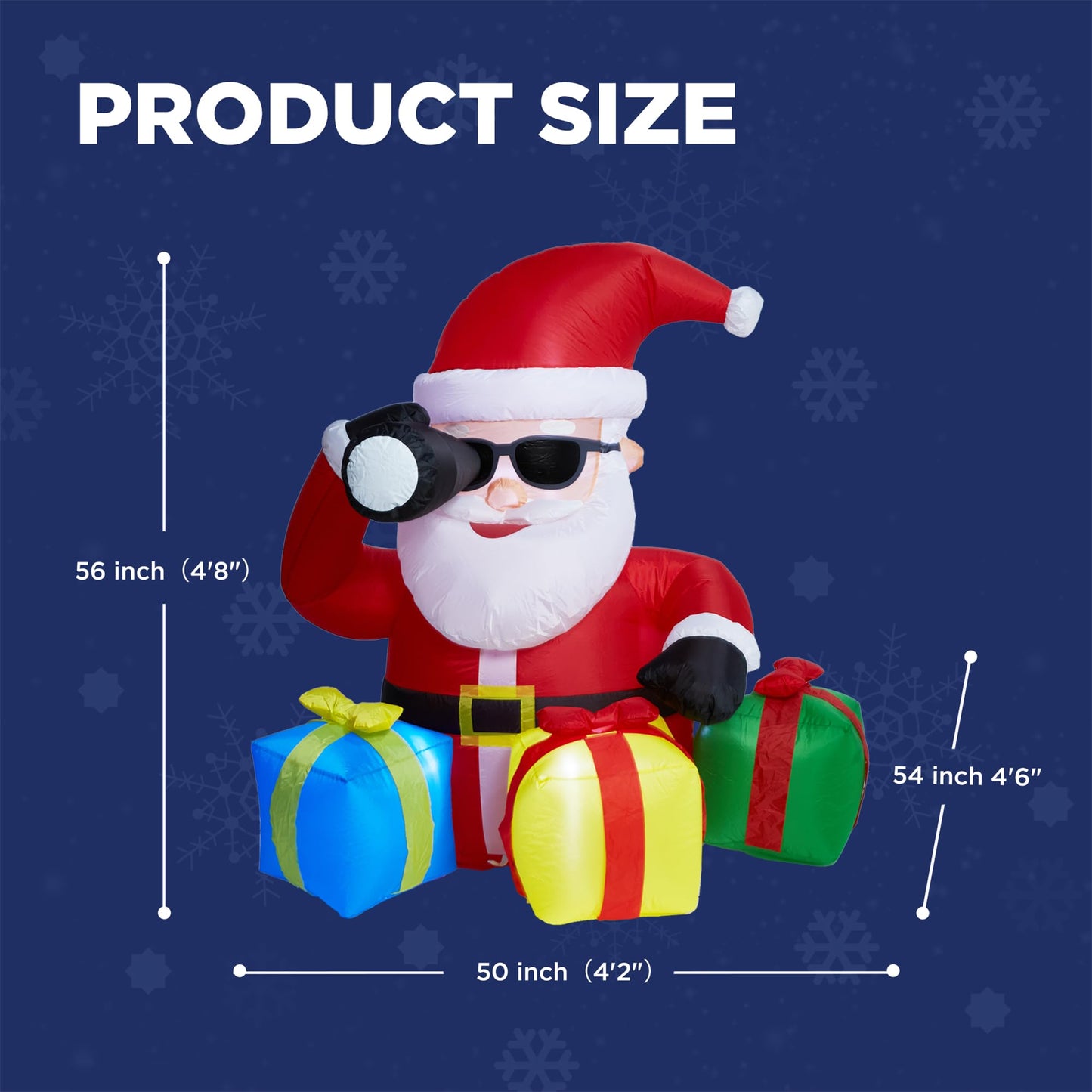 5 FT Christmas Rooftop Inflatable Santa with Telescope & Lighted Gift Boxes for Cars, SUVs, Trucks & Golf Carts, Blow Up Yard Decoration for Lawn, Garden & Indoor Holiday Display