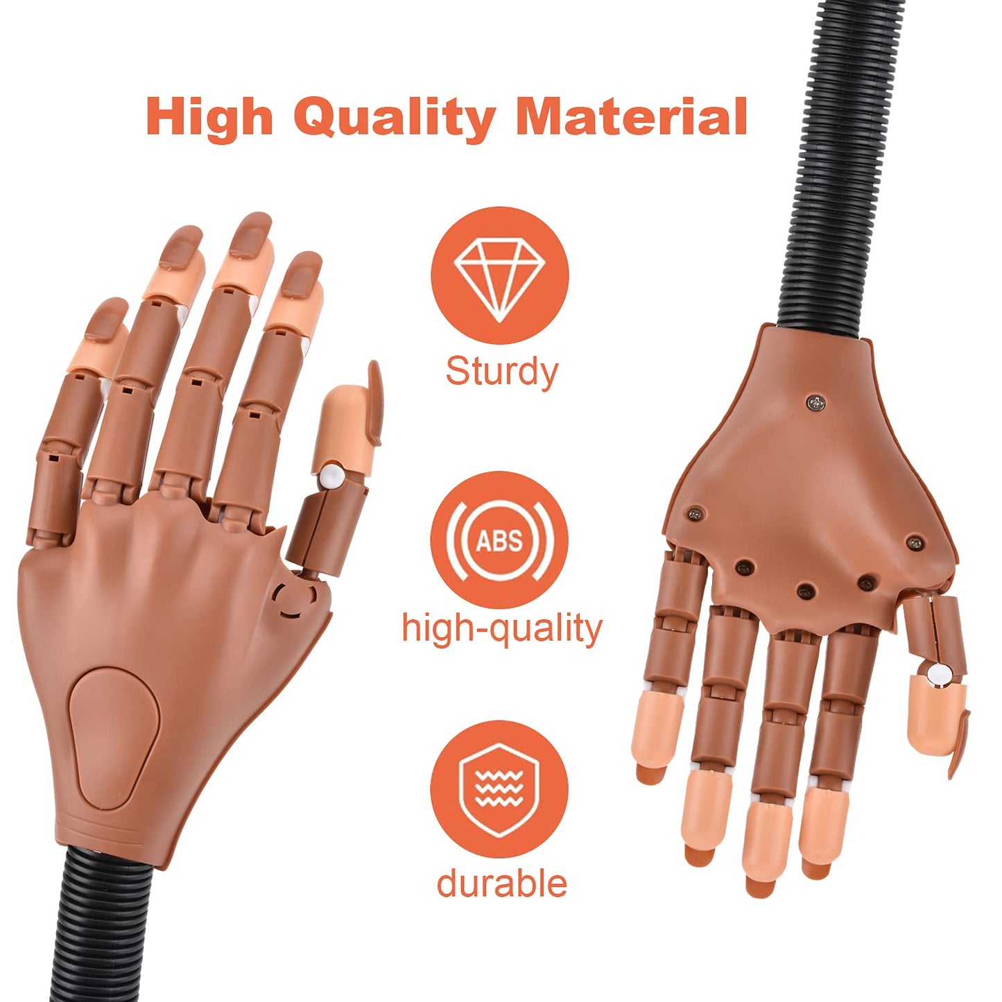 MEKK Practice Hand for Acrylic Nails Flexible Nail Practice Hand Never Fall off Nail Trainning Hand Kits with Nail Files, Brush, Acrylic Clipper and Tips