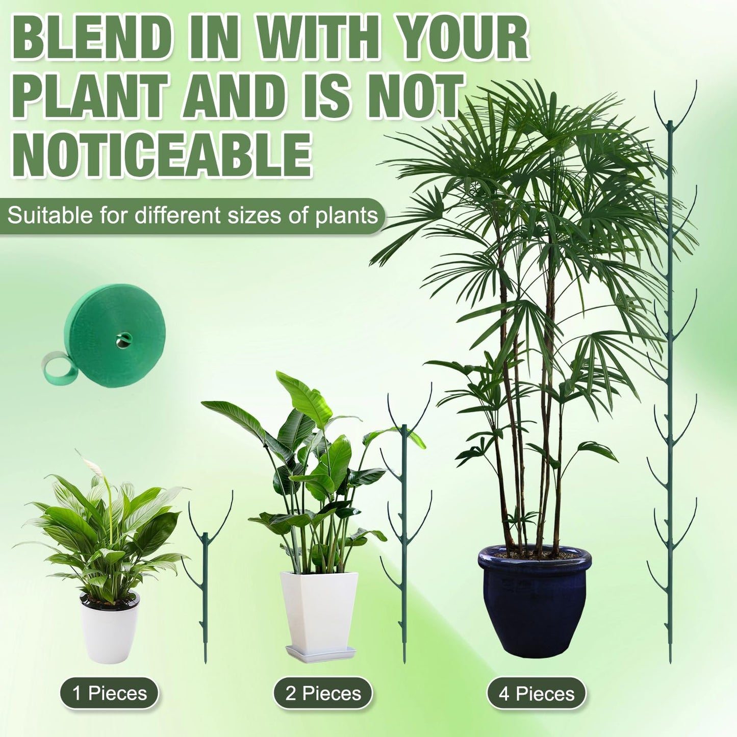 10 Pack Stackable Plant Support Stakes, Stackable Monstera Plant Support Stakes for Indoor Outdoor Plants, Stem Holder Structures Frame, Plant Sticks for Vine Training Stem Stabilization