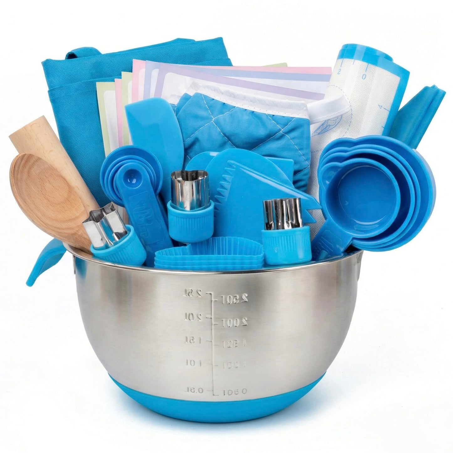 Kids Baking Set–Real Cooking Set for Kids with Kids Cooking Utensils & Kitchen Accessories, Measuring Tools & Baking Supplies,Great Gift for Pretend Play & Montessori Learning (Blue)