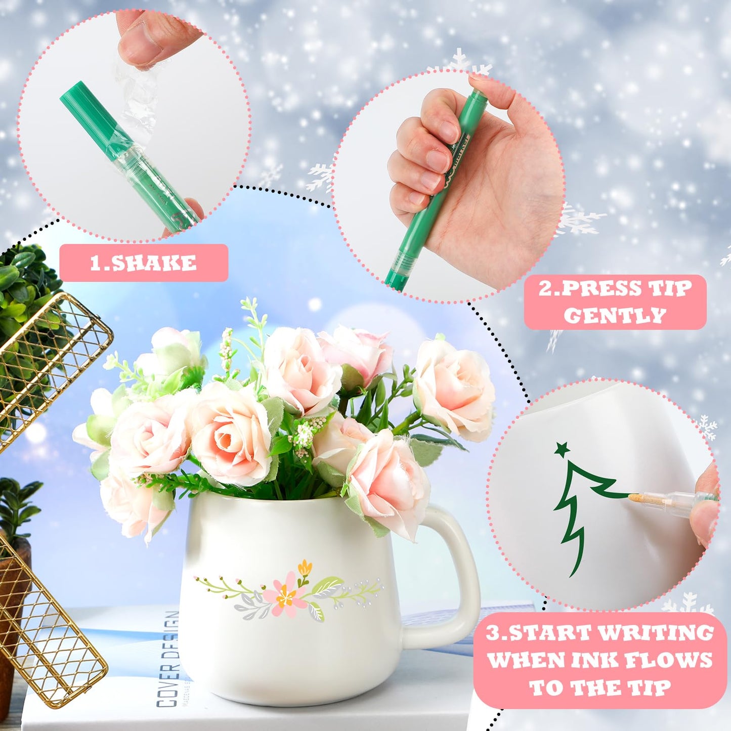 Mifoci 2 Sets Mug Painting Kit Paint Your Own Mug Kit for Adults DIY Ceramic Coffee Cups Painting Set, Decorate Your Own Keepsake Craft Gift for Graduation, Father's Day (Classic)