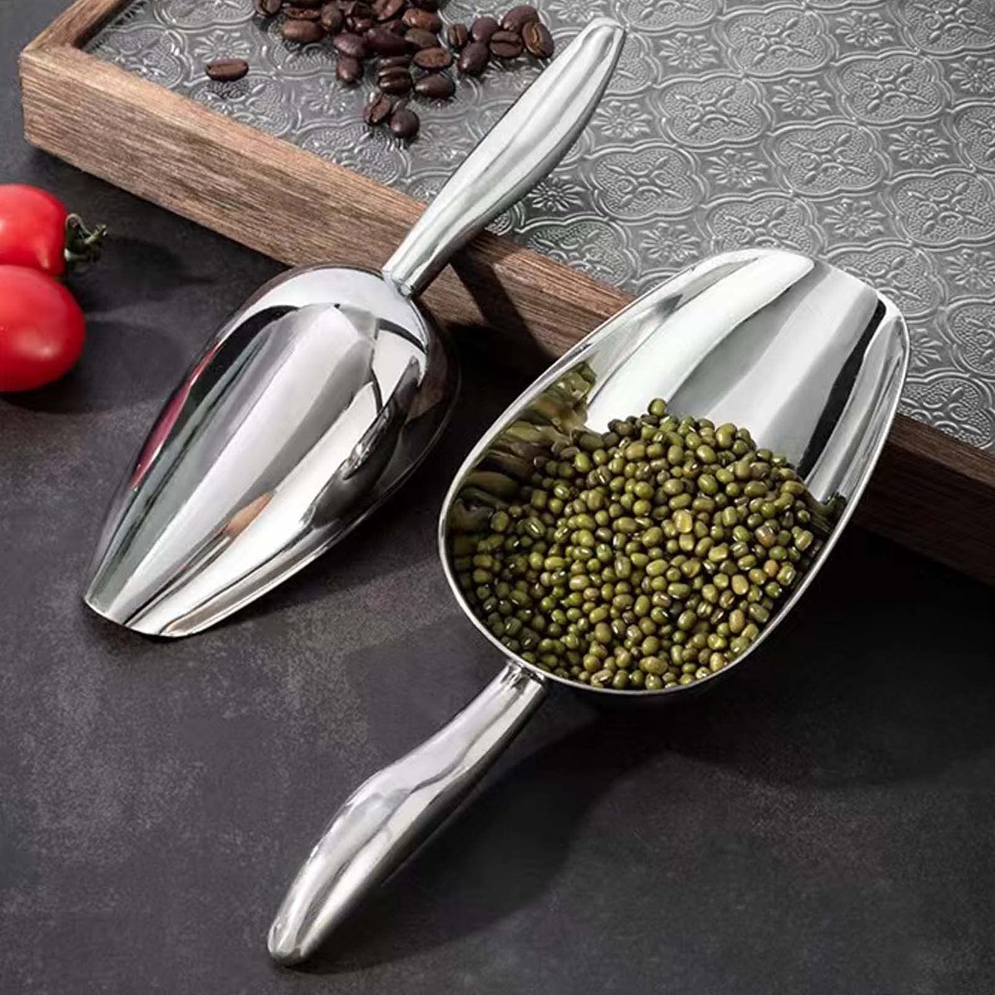 Stainless Steel Ice Scoop - Mini Ice Scoop for Freezer, Heavy Duty, Dishwasher Safe, 5 OZ