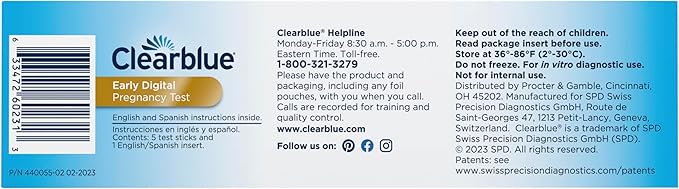 Clearblue Early Digital Pregnancy Test, Early Detection at Home Pregnancy Test, 5 Ct