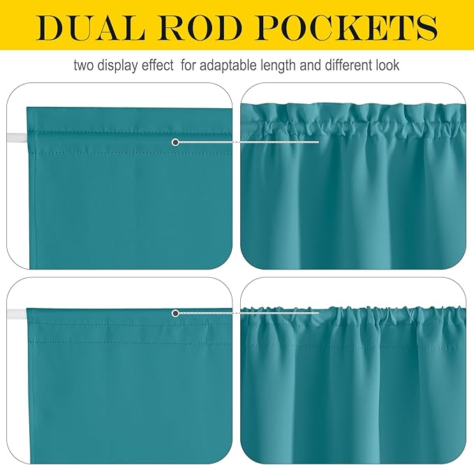 NICETOWN Classroom Door Window Covers - Thermal Insulated Rod Pocket Blackout Privacy French Front Door Panel for Kitchen Small Window, 30 W x 72 L, Peacock Teal, 1 Panel