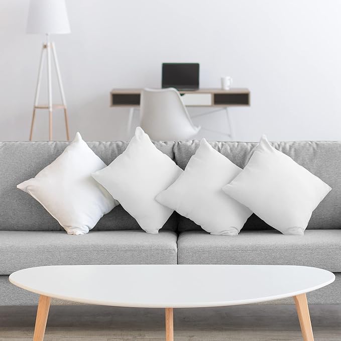 Acanva 26x26 Throw Pillow Inserts Set of 2, Premium Polyester Fiber Fill Square Sham Stuffer Cushion for Sofa, Bed, Couch and Chair, Machine Washable, 26x26 Inch(for 24x24 Cover), White 2 Count