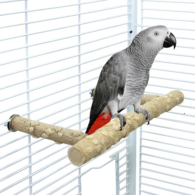 Bird Perch Stand,Natural Wood Cage Gym Toy Branch for Small Large Parrot