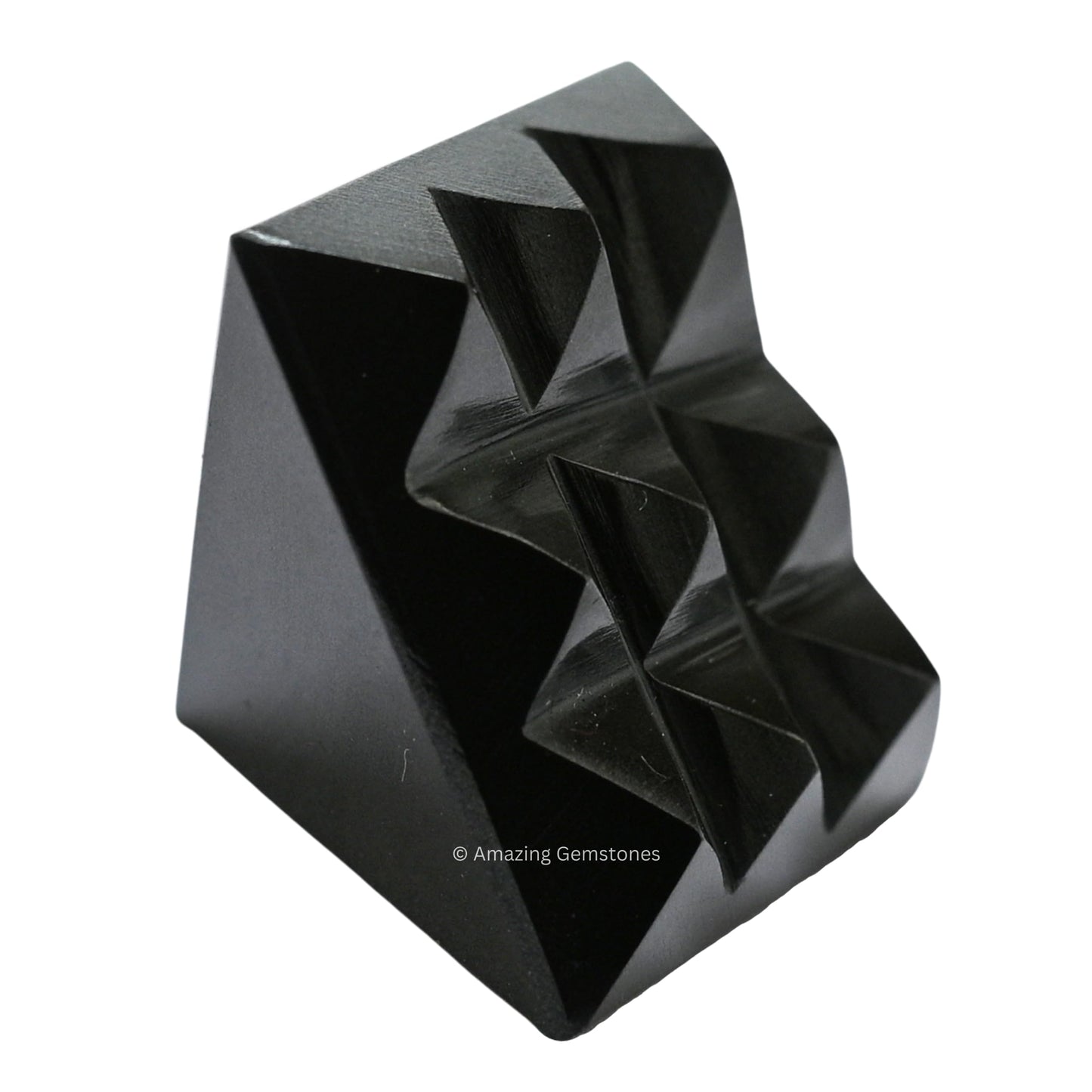 Amazing Gemstone Black Agate Crystal Pyramid with 9 Pyramid Plate Bottom - 1" Mini Pyramid Figurine of Natural Stone Pyramid for Meditation, Reiki, Chakra Balancing Vastu Pooja and Crystal Grids