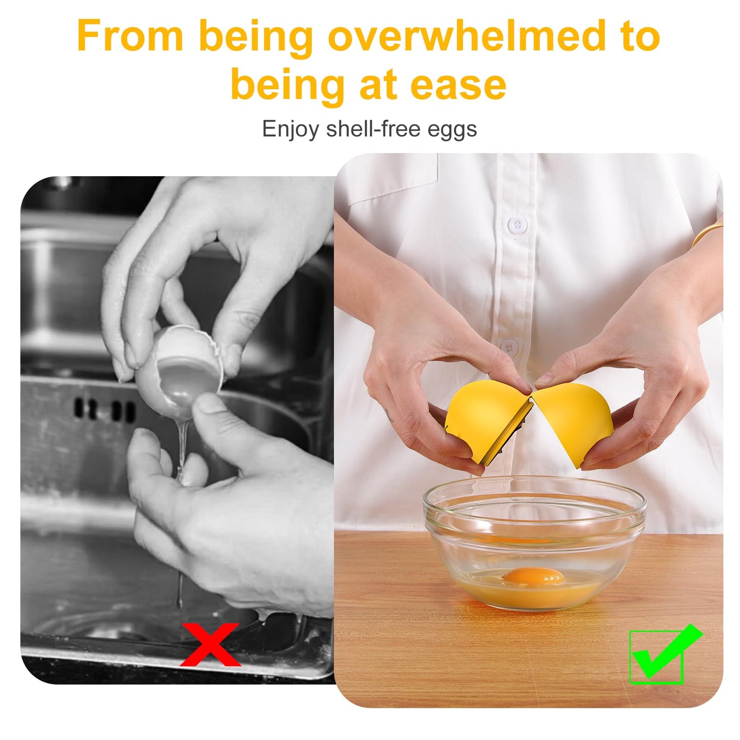 Egg Cracker, Silicone Egg Shell Opener, Cute Egg Shaped Design, Opens Eggs with Ease, A Little Happiness Boost for Your Kitchen. (Color: Yellow, 1-Pack)