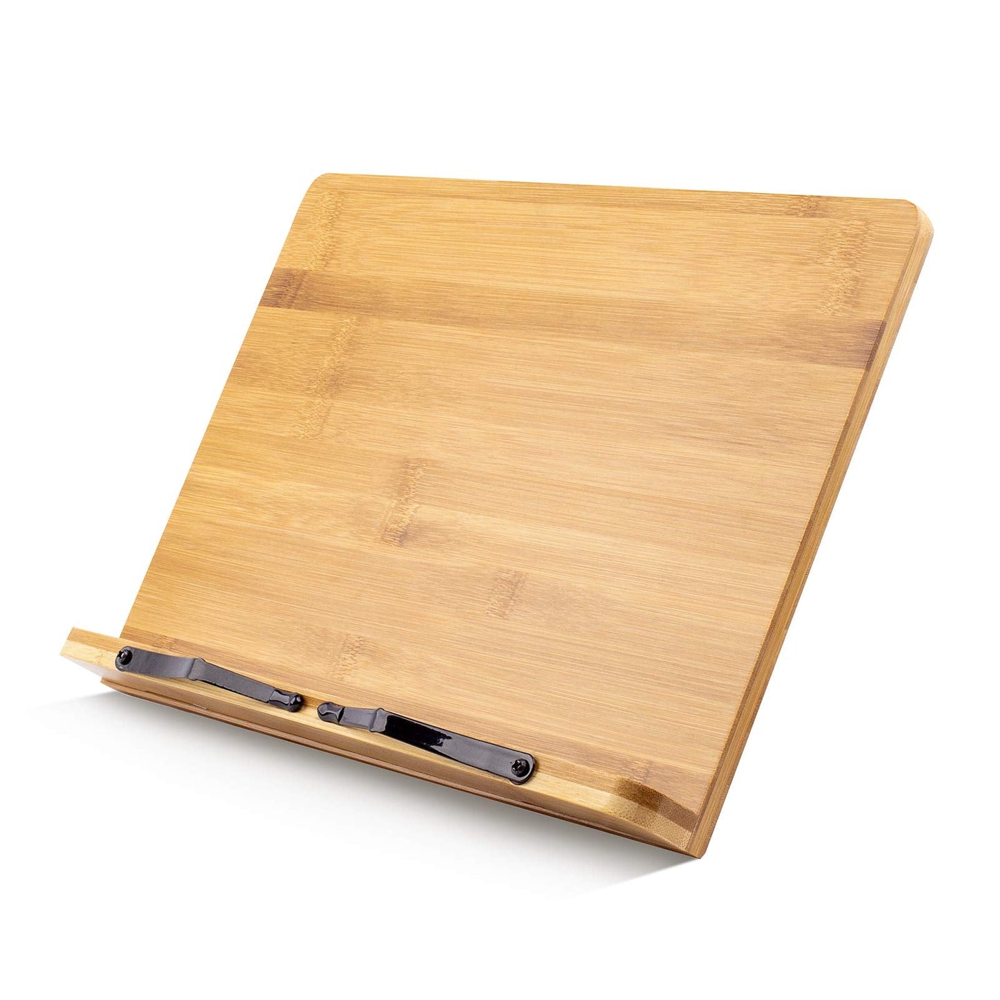 Large A+ (15.4 x 11) Inch XL Bamboo Book Stands & Holders for Reading Hands Free in Bed,Cookbook,Textbook,Law,with 6 Adjustable Height Document Stand