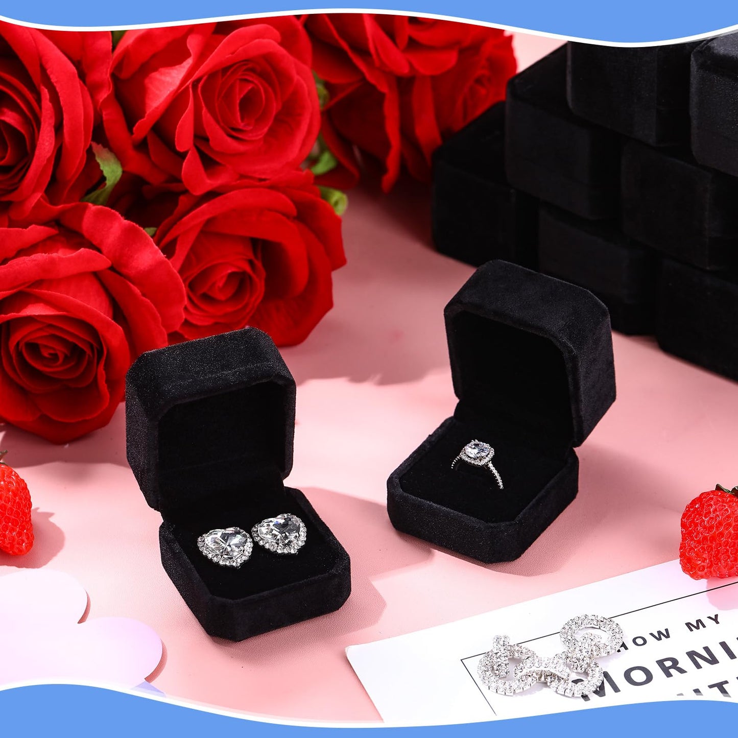 Misdary 180 Pcs Black Velvet Ring Boxes Bulk with Lined Earring Jewelry Gift Box Case for Wedding 2.13 x 2.01 x 1.54 Inches