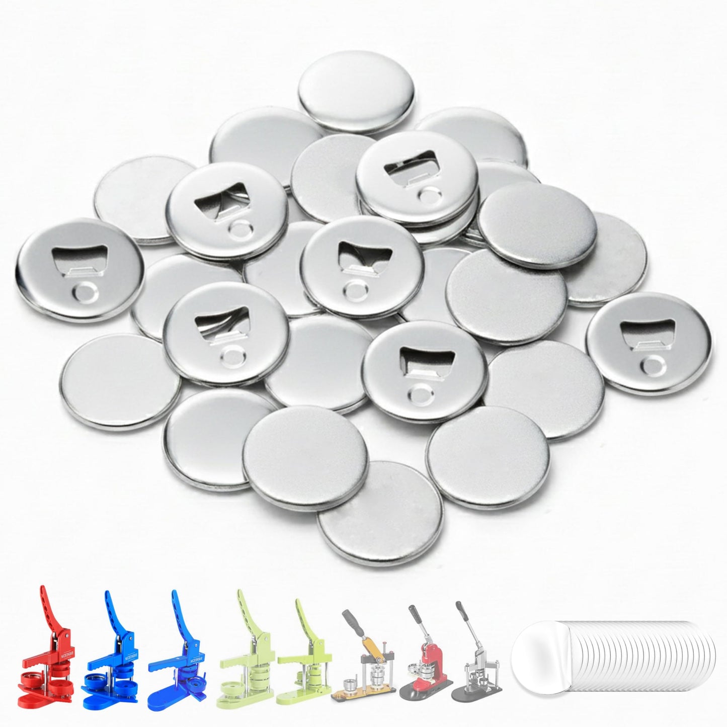 Nice2Have 25 Sets of Bottle Opener Buttons 2.25 inch (58mm) - Button Maker Supplies for Button Maker Machine