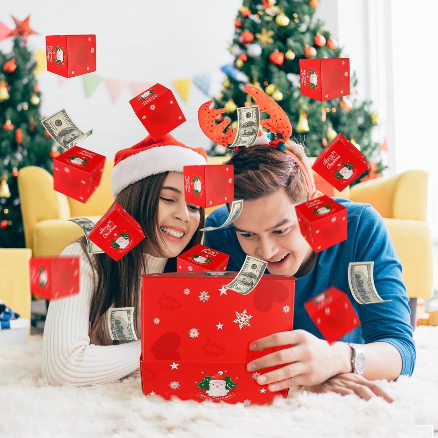 16pcs Surprise Gift Box Explosion for Money, Surprise Envelope Gift Box - Folding Pop-Up Explosion Box for Money, Surprise Pop Up Money Box for Merry (Red)