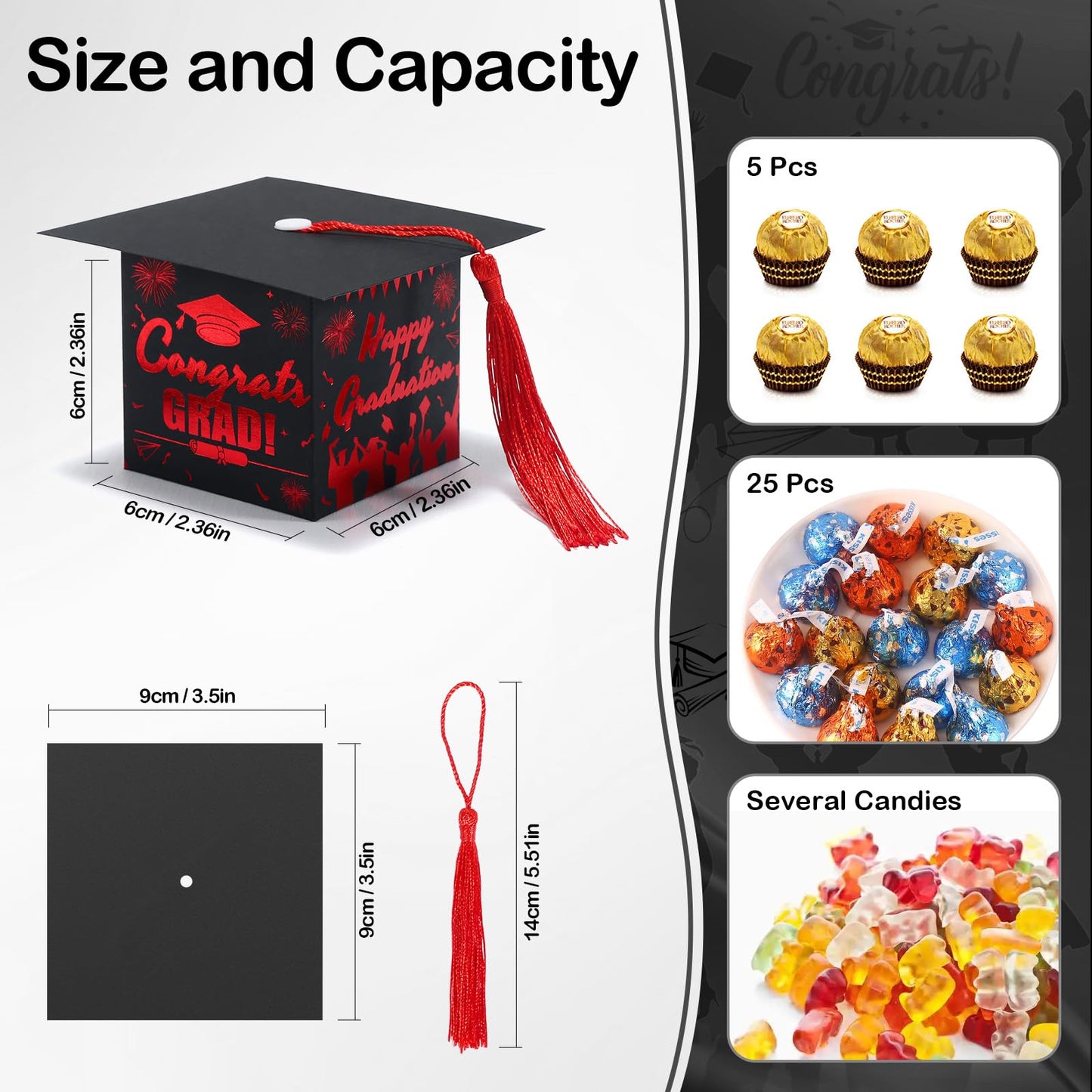 COTOPHER 36 Pack Mini Graduation Cap Gift Boxes with Tassel, Class of 2026 Graduation Candy Boxes Centerpieces for Tables Party Decorations, Small Treat Chocolate Box Graduate Favors Supplies