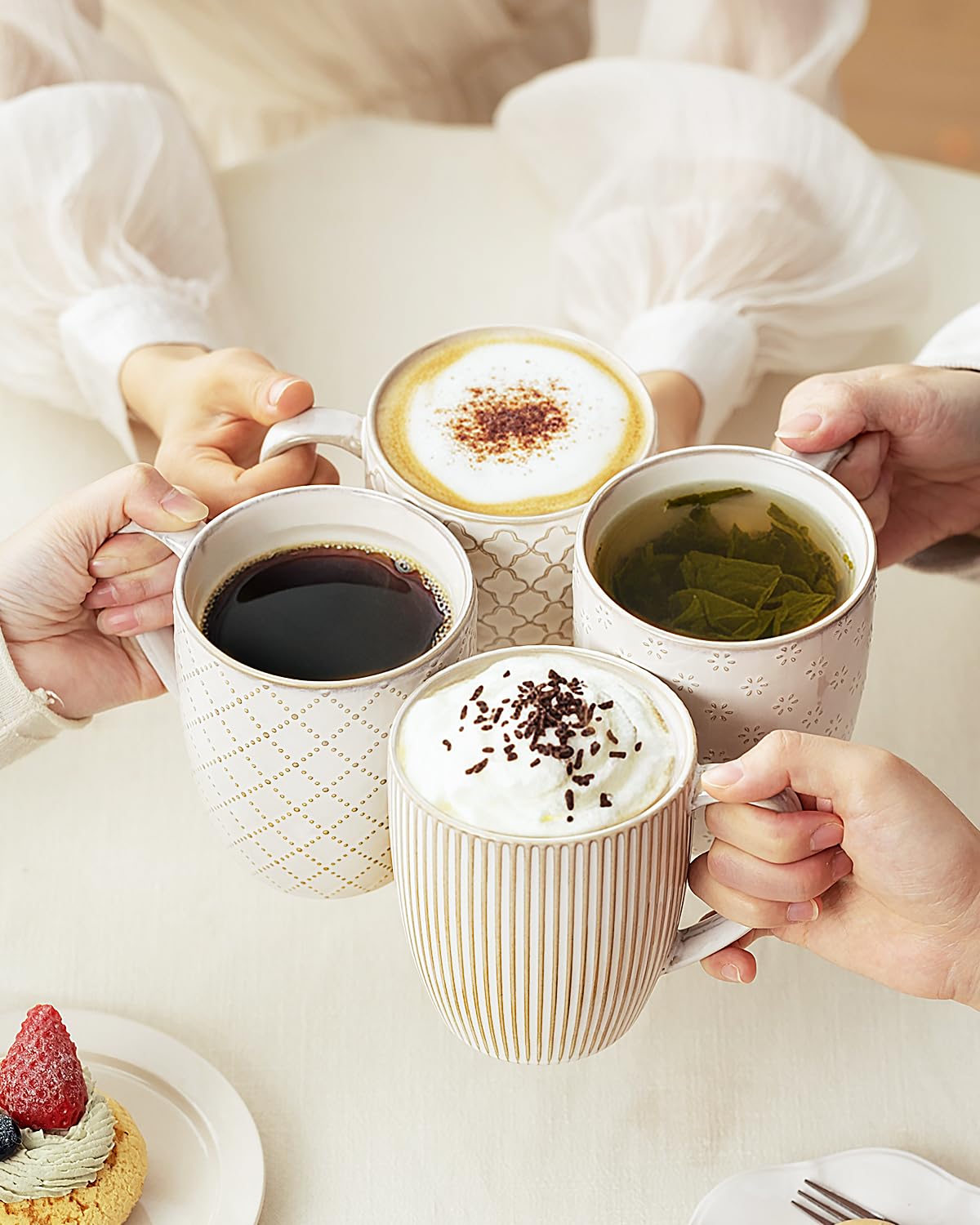 getstar Large Coffee Mugs 18 OZ Set of 4 with Big Handles, Ceramic Coffee Mug Microwave and Dishwasher Safe, Coffee Cups Ceramic