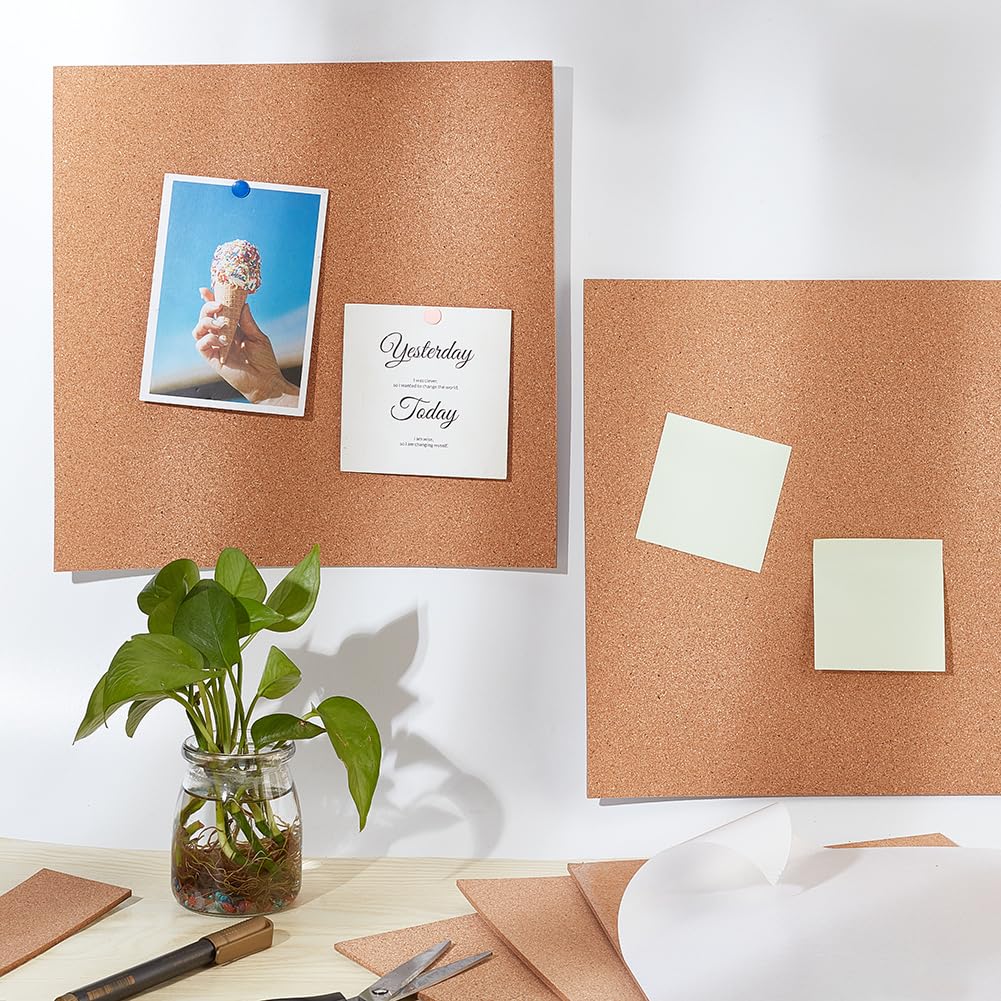BENECREAT 6 Pack 12x12 Back-Adhesive Cork Sheets 3mm Thick Rectangle Insulation Cork Backing Sheets for Coaster, Wall Decoration, Wedding Party, Festival DIY Crafts Supplies
