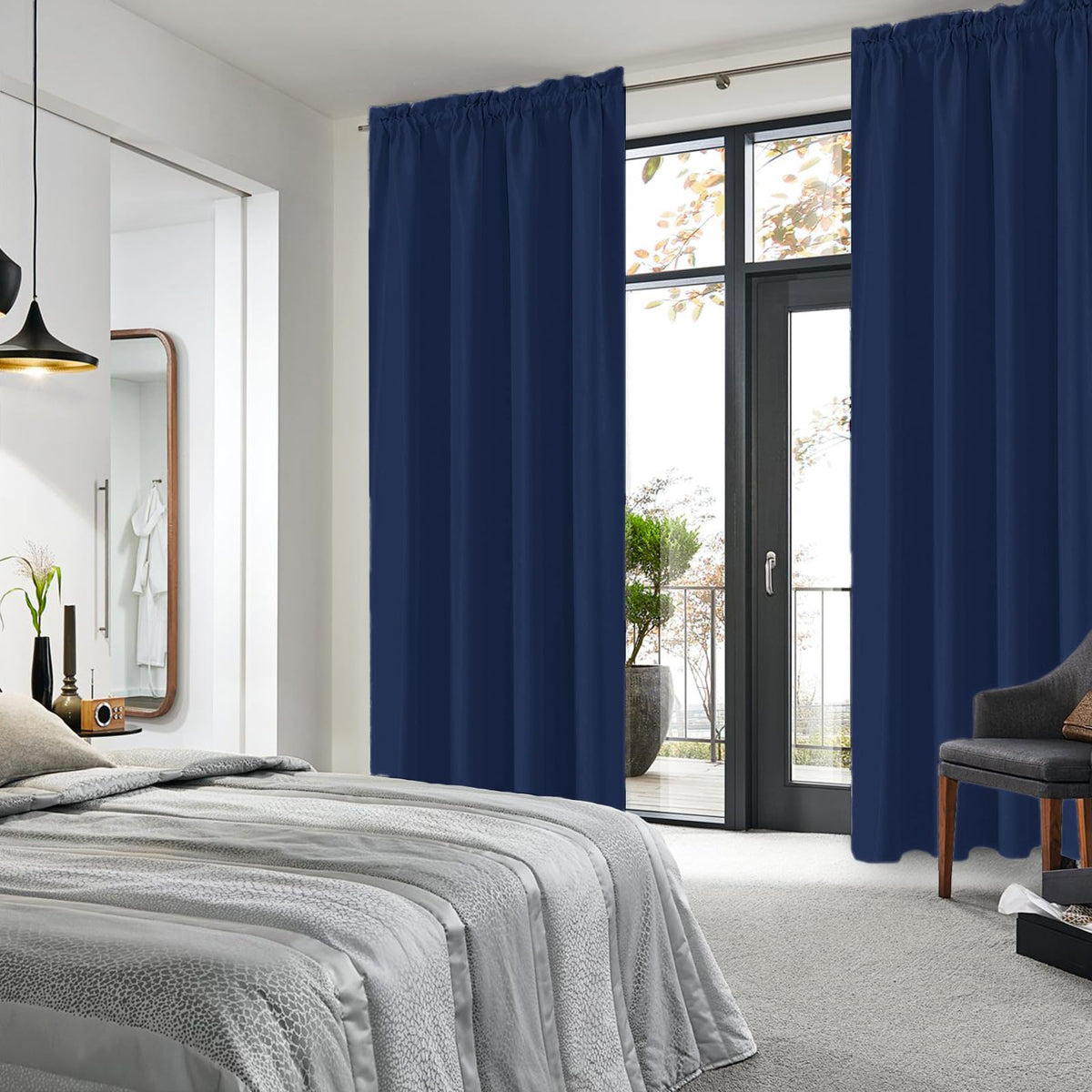 Blackout Curtains for Bedroom 52 x 95 Inch Long Navy Blue 2 Panels (2 Count)