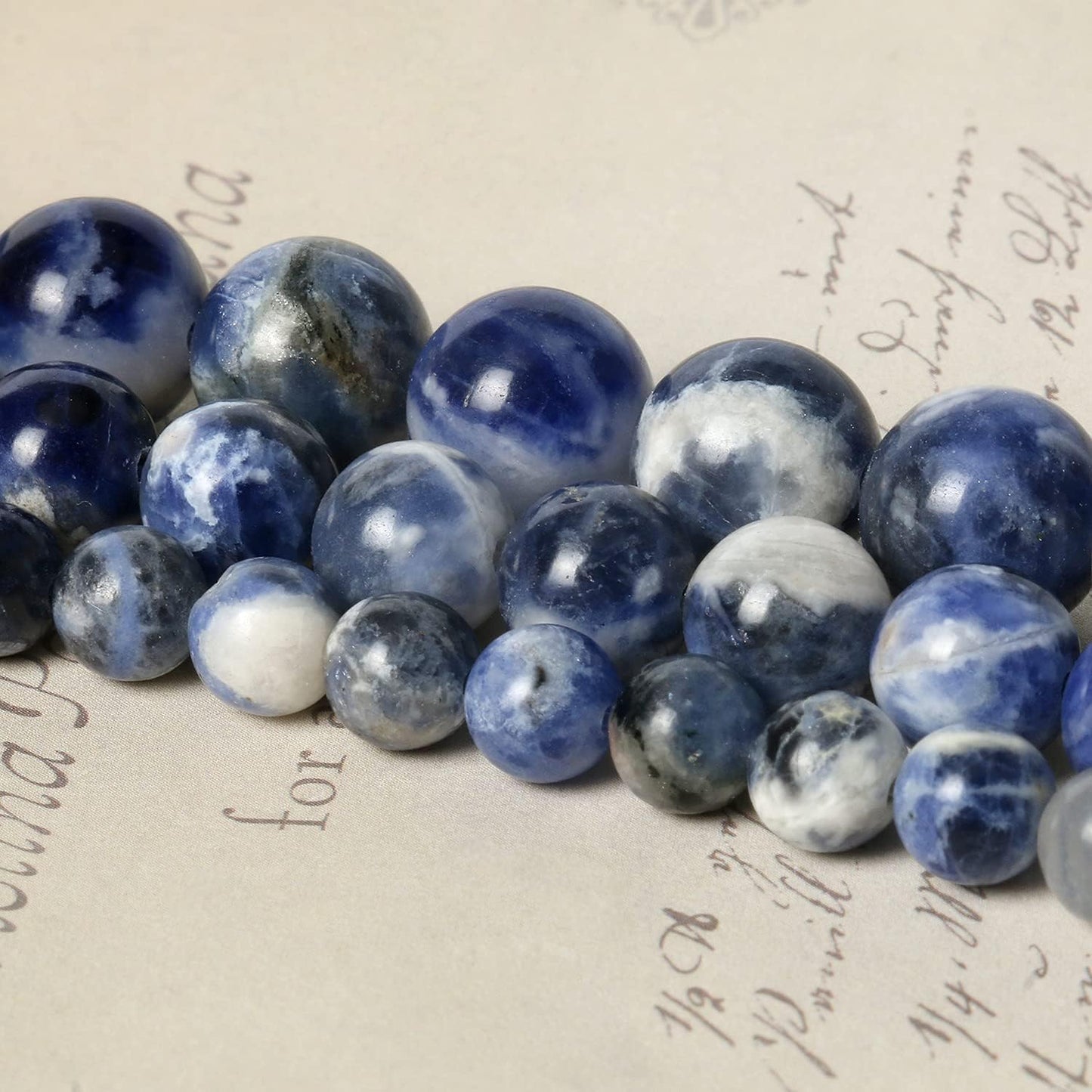 About 60pcs 6mm Natural Stone Beads White Blue Sodalite Beads Energy Crystal Power Gemstone for Jewelry Making, DIY Bracelet Necklace