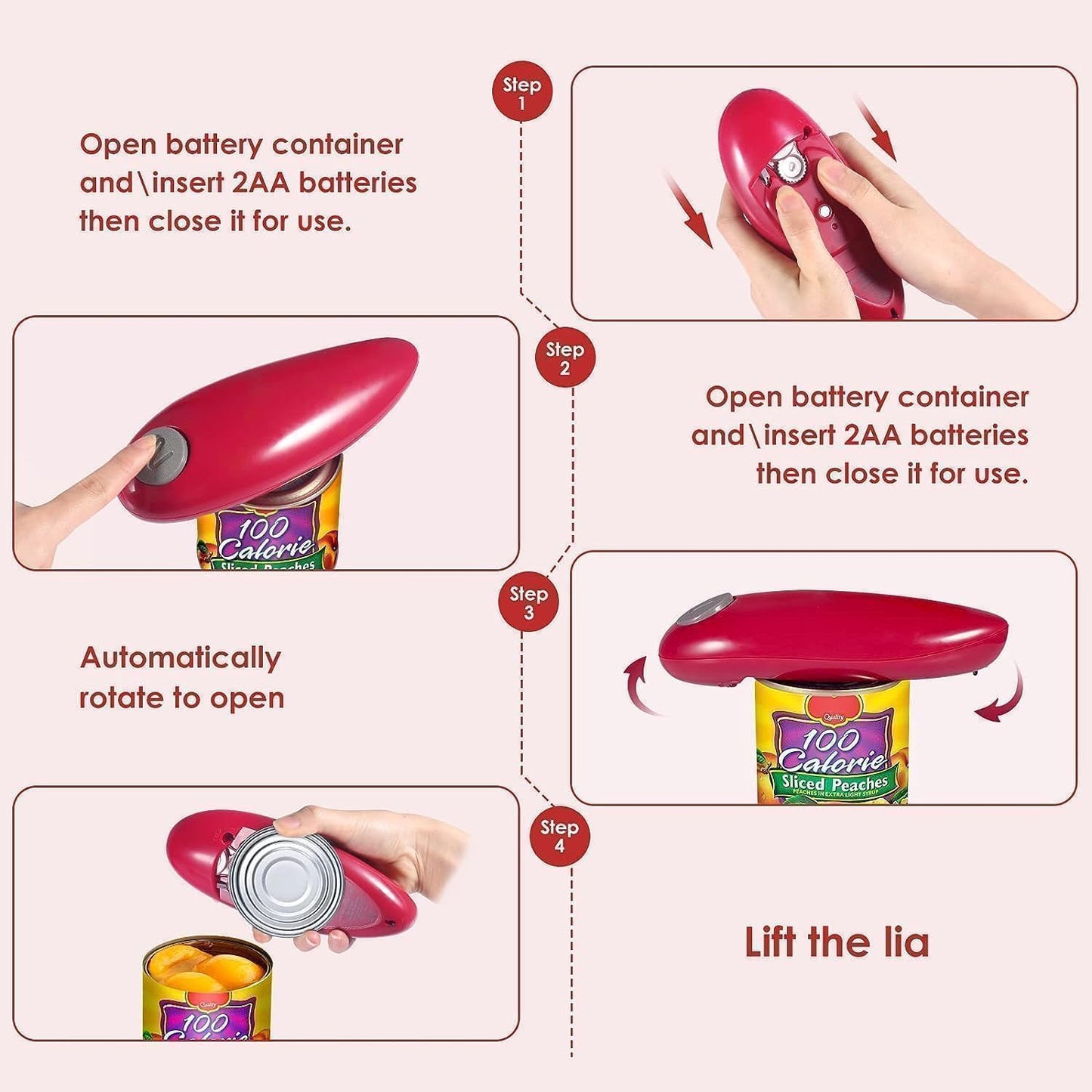 Electric Can Opener - One Touch Battery Operated Automatic Can Opener with Smooth Edges, Hands-Free Design, Perfect for Any Size Can, Ideal Kitchen Gadget for Seniors and Arthritis Sufferers