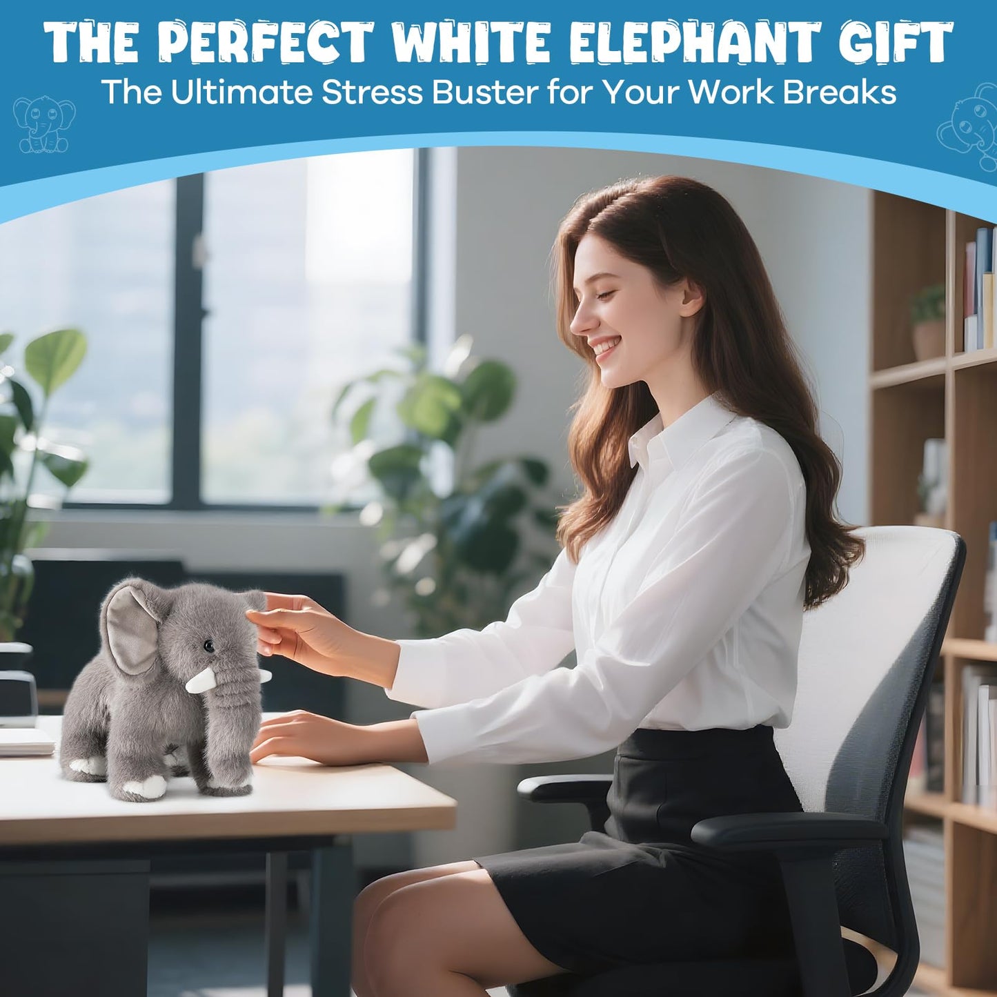 SnugBibble Elephant Plush Stuffed Animal with Multiple Realistic Sounds – Soft Cuddly Toy for Kids & Adults – Fun Gift for Baby Shower, Birthday, Christmas