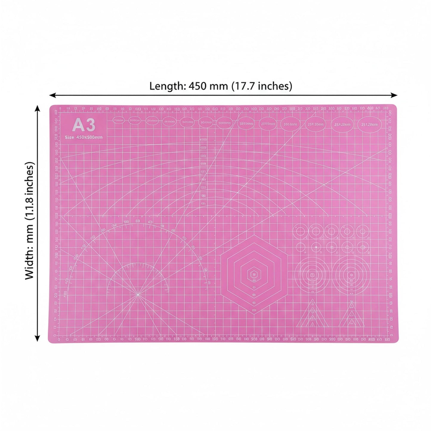 Cutting Mat A3 Pink, Self Healing Cutting Mat 12x18 Inch, 5-Ply Rotary Cutting Board Double-sided for Cutting Quilting Modeling Projects