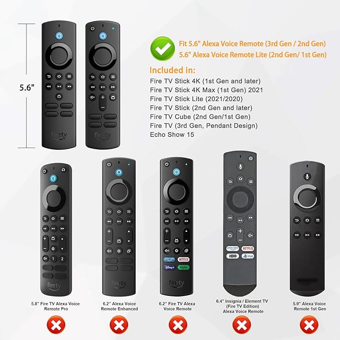CaseBot Remote Case for Fire TV Stick HD/4K/4K Max (1st Gen)/Fire TV Stick (3rd Gen)/Lite - Anti-Slip Shockproof Silicone Cover for Alexa Voice Remote (2nd & 3rd Generation) (Blue Glow)