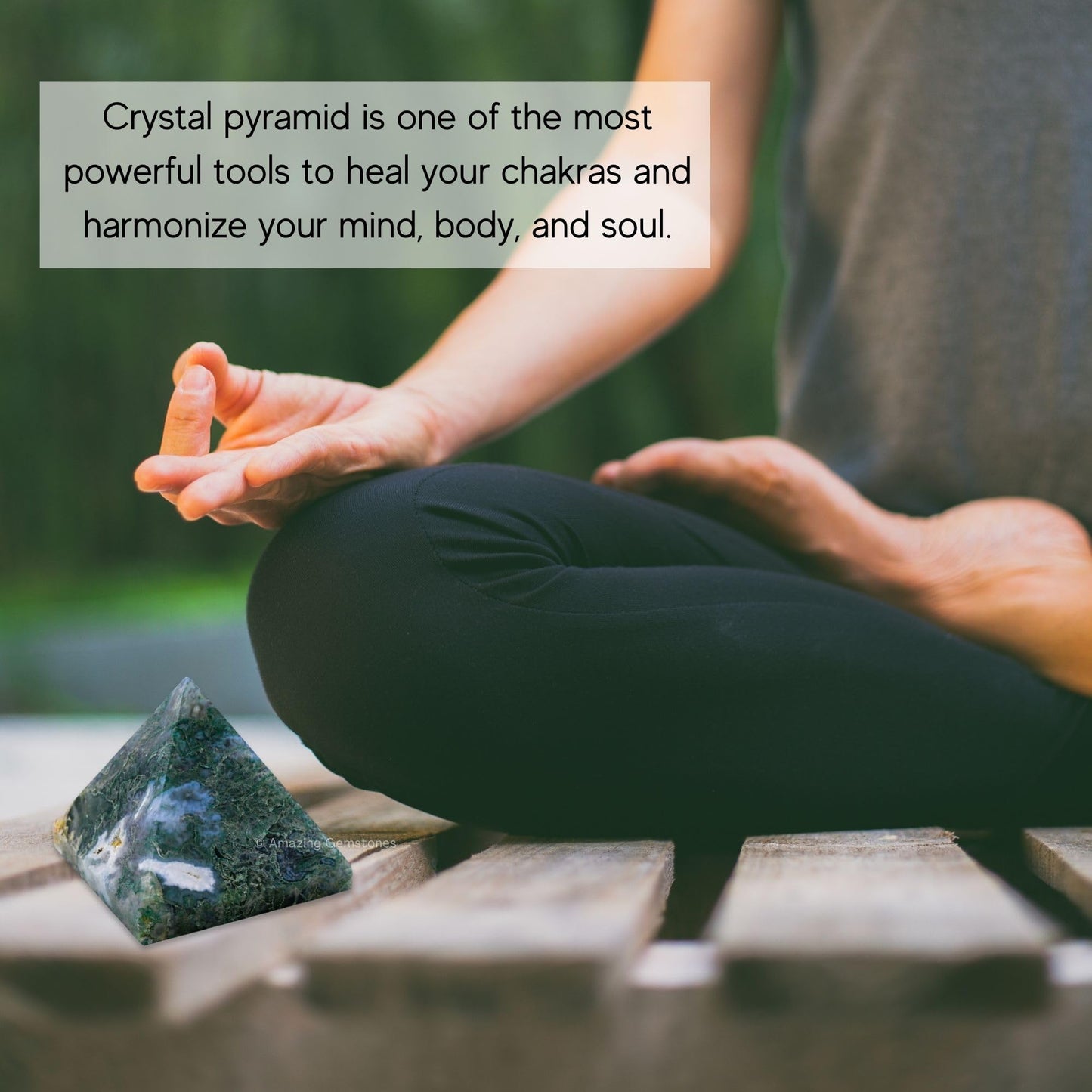 Amazing Gemstone Moss Agate Pyramid Crystal Healing Stones - 2" Great Pyramid Figurine of Natural Stone Pyramid for Meditation, Reiki, Chakra Balancing and Crystal Pyramids Grid