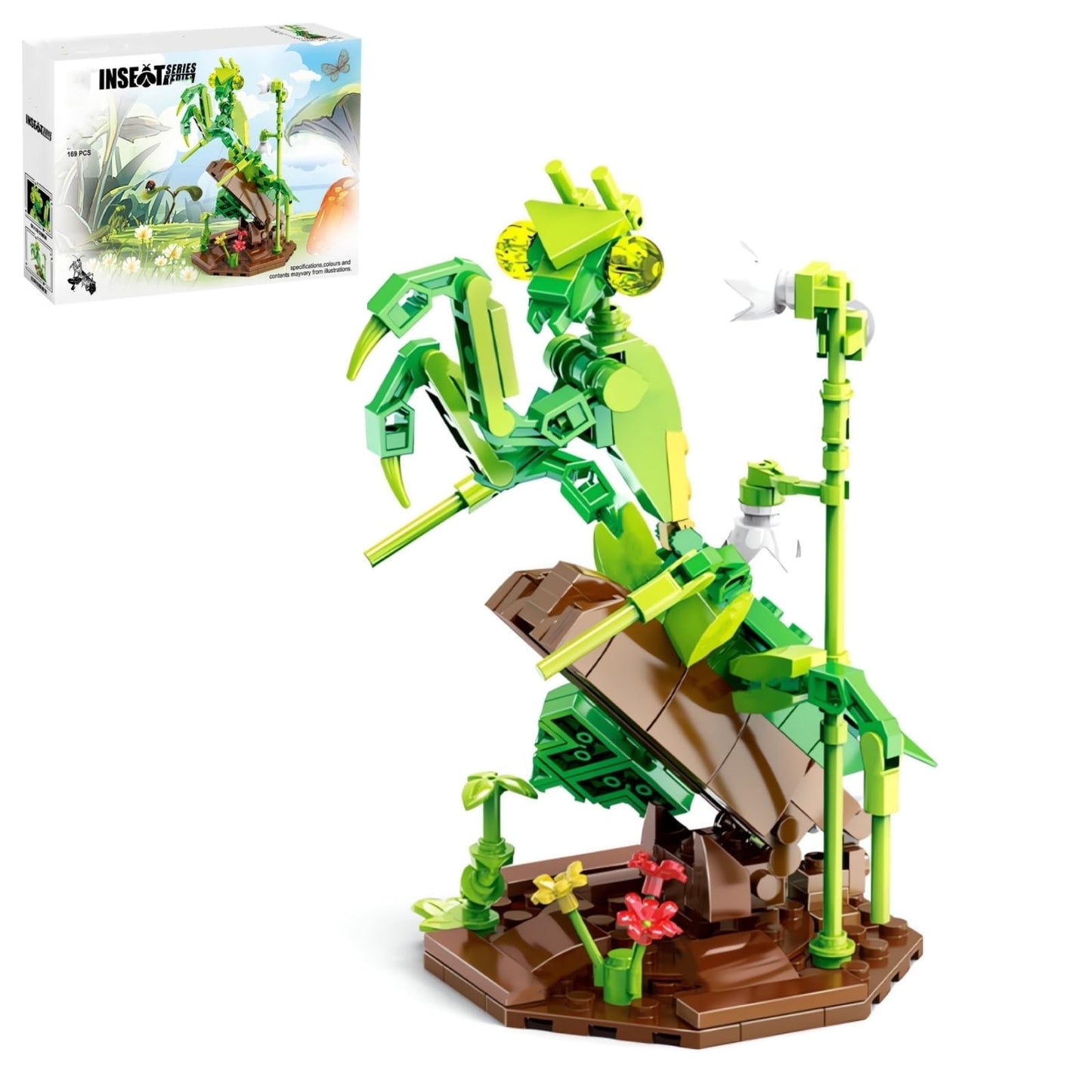WULOBOOI Ideas Insect Collection Toy Building Sets, Chinese Mantis with Flowers Nature Display Models for Home Decor, Fun Bug Gift for Animals Lovers Woman Teens Adults