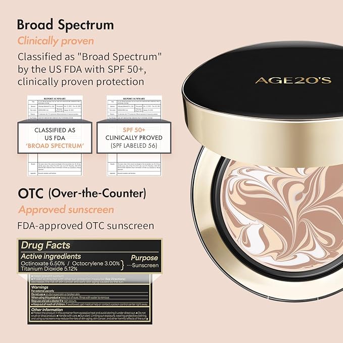 AGE20'S Signature Essence Pact SPF 50+ | Pack of 2 | 23W BEIGE | Cream Foundation, Dewy Finish, Natural Coverage | Korean Cushion Foundation