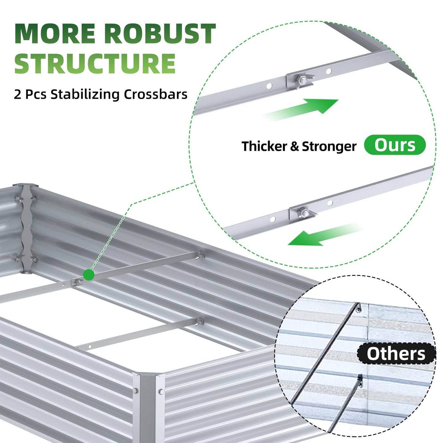 Highpro Raised Garden Bed 6x3x1ft Galvanized Metal Planter Boxes for Herbs Vegetables, Flowers and Succulents Silver