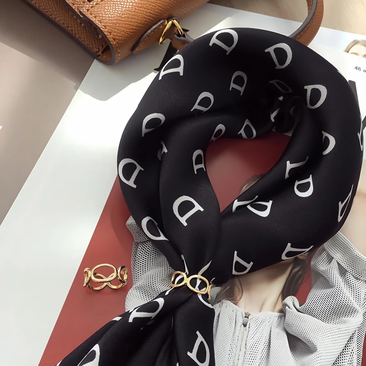SYWDUDUCLT 2 Pcs Scarf Rings For Women,Scarf Shawl Buckle Ring, Gold/Silver