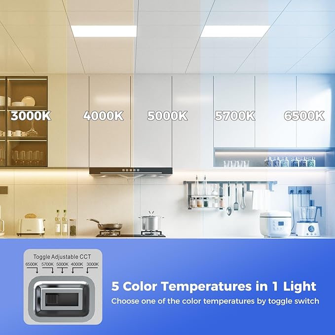 Aphyni 18 Pack 2x2 LED Flat Panel Light, Dimmable Office Kitchen Flush Mount Ceiling Light Panel,Bright 6500LM,Dimmable,Selectable Features, 3000K/4000K/5000K/5700K/6500K, 30W/35W/40W/45W/50W