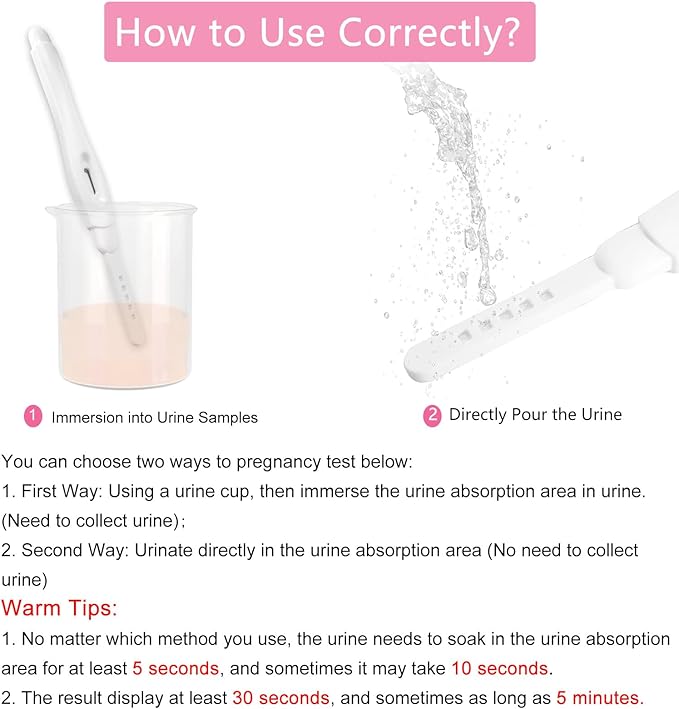 Pregnancy-Test Pink-HCG Early-Detection Home-Sticks - Upgraded Version 3Count Detects in 30 Seconds Ultra High Sensitivity Simple Individually Wrapped YIDERBO