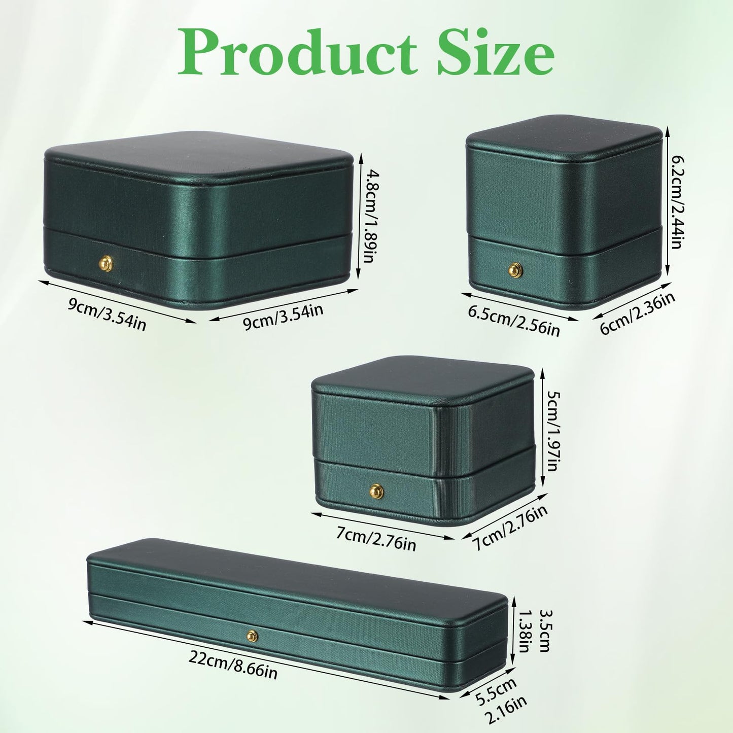 moheaaei 4 Pcs Jewelry Gift Box Set, Green Velvet Gift Box for Ring Long Necklace Chain Bangle Bracelet Ring Jewelry Boxes for Engagement Proposal Weeding
