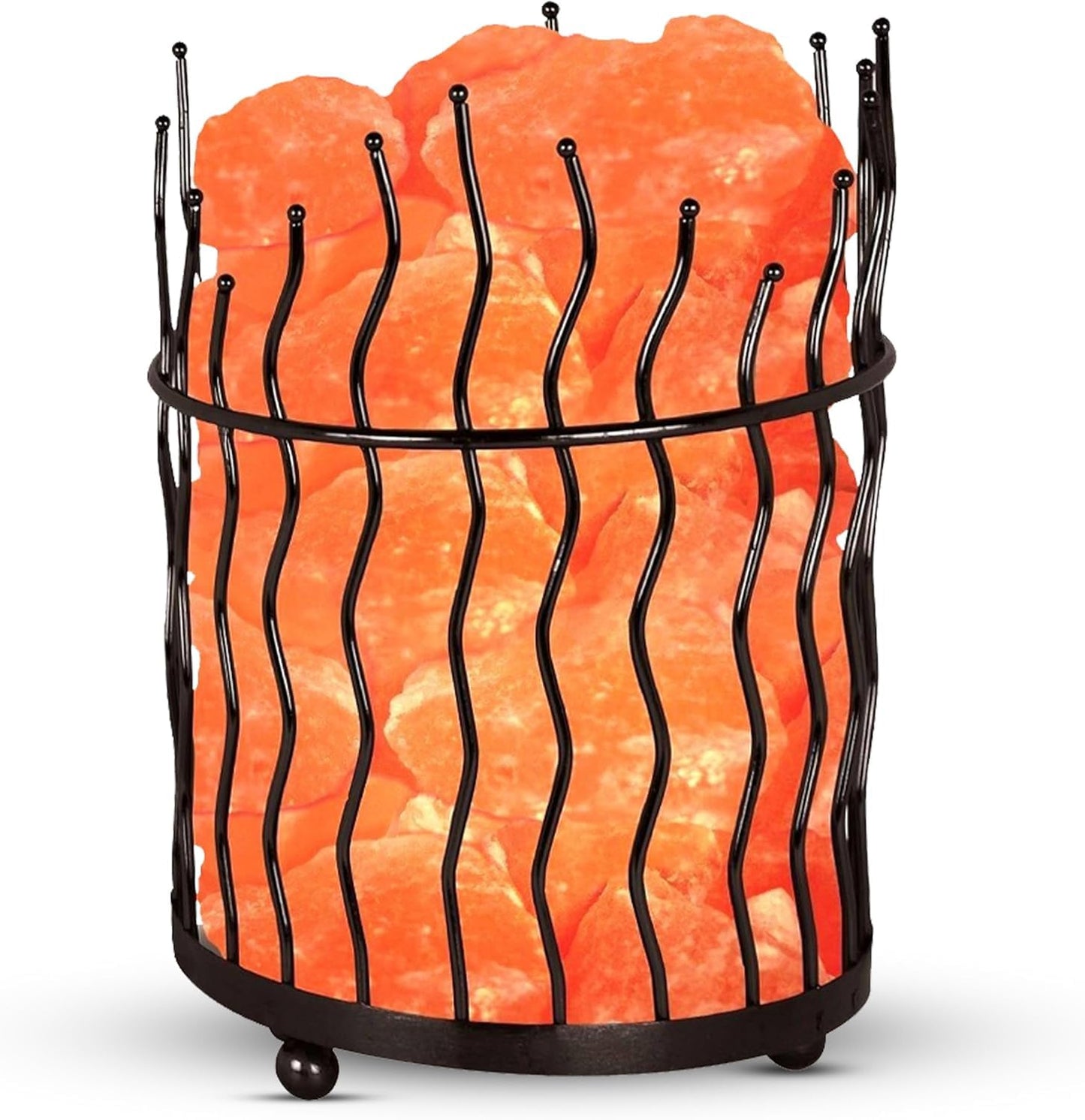 WBM Tall Round Metal Basket Salt Chunks lamp with Touch Dimmer Switch | 6-8 lbs, Salt Lamp, Ideal for Gift, Decor & Desk