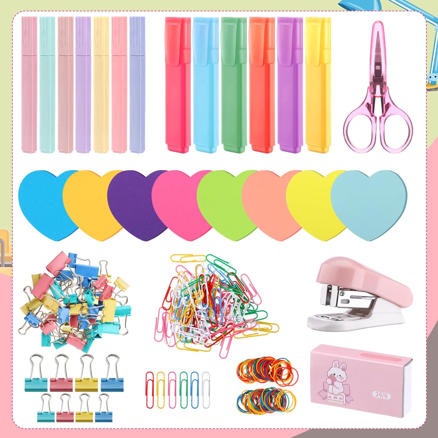 AmazingSpark Teacher Appreciation Gift Box with Stationery Thank You Gifts for Teacher Teach Letter Box with Heart Sticky Note Highlighter Stapler Scissors Paper Clips for School