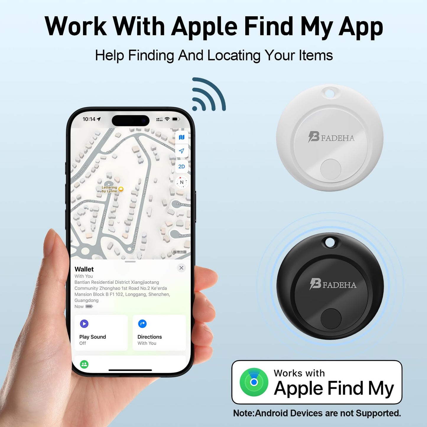 2026 [Apple MFi Certified] (iOS Only) Bluetooth Tracker Smart Finder for Apple Find My iPhone Keys Finder GPS Tracker, 5-10 Years Staying Power, Keys Finder and Item Locator for Wallet, Bags, Passport