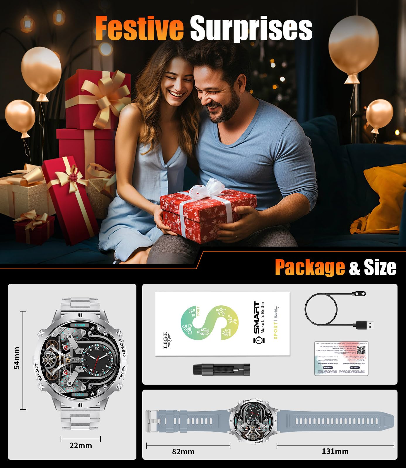LIGE Smart Watches for Men Answer/Make Calls,1.75" Display Fitness Tracker with Compass Altitude and Barometric Pressure 900mAh Sleep Monitor 110+Sport Modes for Android iOS Smartwatch(Silver)